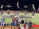 Summerville, plagued by penalties, loses to Calaveras as Cheerleaders cheer them on during the high school football -game -- Photo by Tracey Petersen