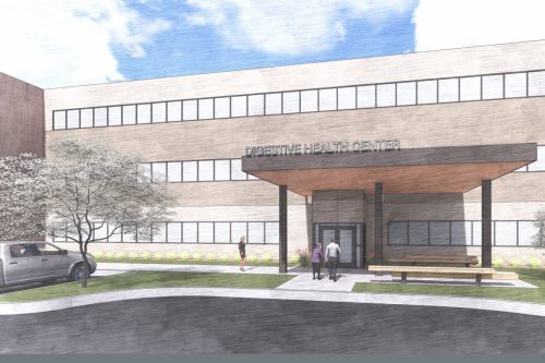 An architectural rendering of the future Digestive Health Center on the ground floor of the Professional Center, 900 Greenley Road