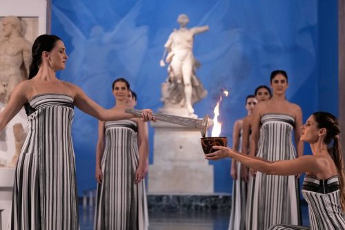APTOPIX Greece Olympics Milan Cortina Flame Lighting