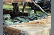 Burnt-out vehicles in the Complex Fires targeted for removal—TCPW photo