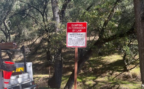 Illegal dumping signage put up around Calaveras County—CCPW photo