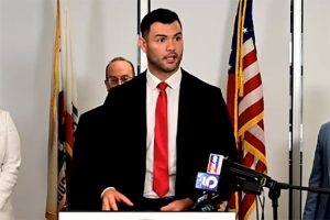 Mother Lode Assemblyman David Tangipa at a press conference announcing the Prop 50 Republican lawsuit