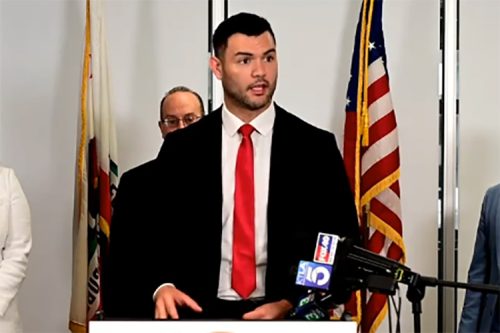 Mother Lode Assemblyman David Tangipa at a press conference announcing the Prop 50 Republican lawsuit