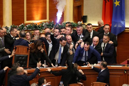 Albania Parliament Scuffle