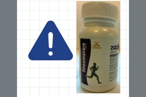 A bottle of Rheumacare found to have high levels of heavy metal poisoning—TCHD photo