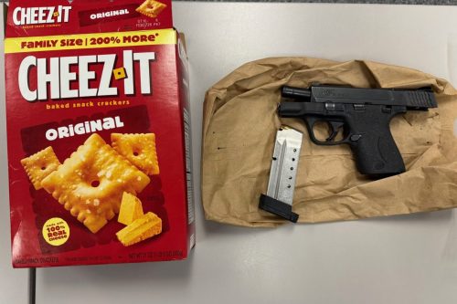 Cheez-It box and handgun seized in truck search—ACSO photo