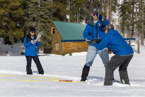 DWR's first snowpack reading of 2026 season at Phillips Station—Photo by DWR Xavier Mascareñas