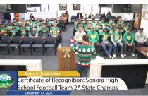 TC Supervisor Mike Holland address the Sonora High Football team