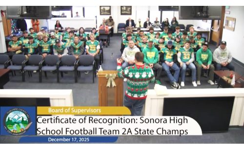 TC Supervisor Mike Holland address the Sonora High Football team