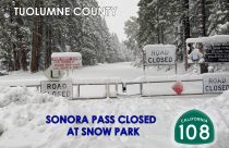 Highway 108 Sonora Pass gates moved farther down as winter storm blows through the region—Caltrans Dist. 10 photo