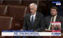 Mother Lode Congressman Tom McClintock (R) speaks on House floor regarding his bill H.R. 176 No Immigration Benefits for Hamas Terrorists Act -- Courtesy McClintock's office