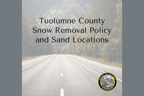 Tuolumne County Snow Removal Policy and Sand Location graphic