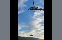 Medical helicopter hoist and rope rescue in the Tuolumne Canyon area of Tuolumne County—TCSO photo