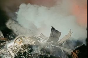 Travel trailer destroyed by fire in Mariposa County—MCFD photo