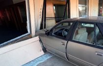 East Sonora business struck by vehicle—CHP photo