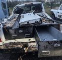Calaveras County Sheriff's patrol vehicle totaled by tree that came down due to the winter storm conditions—CCSO photo