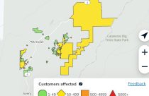 Lingering power outages in the Arnold area of Calaveras County—PG&E map