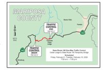 Caltrans map of the work areas on Highway 140 for rock scaling