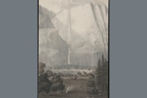 The first known drawing of Yosemite Valley, titled "The High Falls, Valley of the Yo Semity, California." -- Library of Congress Photo