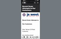 Email sent out by JS West regarding the bill pay scam—Photo Tracey Petersen