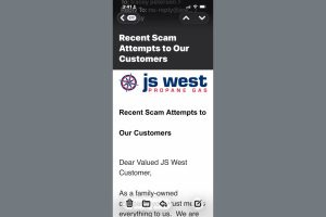 Email sent out by JS West regarding the bill pay scam—Photo Tracey Petersen