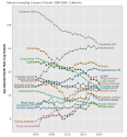Trends in Leading Causes Figure 12 Notes: Alzheimer’s = Alzheimer’s disease and other dementias; Colon/rectum = Colon and rectum cancers; HD = Heart Disease; HF = Heart Failure