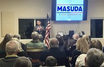 Michael Masuda speaks in Twain Harte - Photo by: BJ Hansen