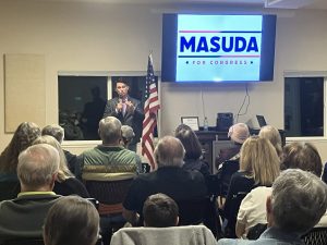 Michael Masuda speaks in Twain Harte - Photo by: BJ Hansen