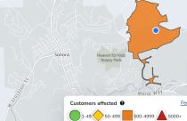 Power Outage in Sonora in the Greenly Road Area—PG&E map