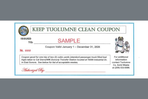 Sample of a dump coupon being offered by the Toulumne County Public Works Dept.—TCPW photo
