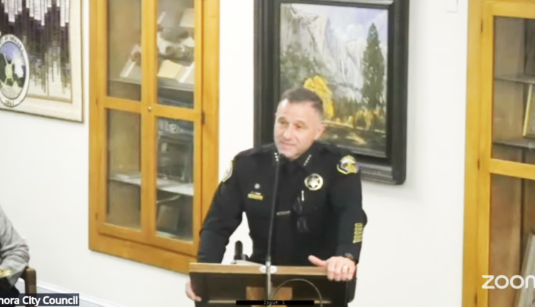 Sonora Police Chief Turu VanderWiel speaks to the city council