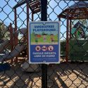 New no-smoking signs in Utica Park in Angels Camp—CCHD photo