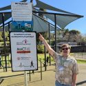 New no-smoking signs in Utica Park in Angels Camp—CCHD photo