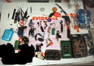 Items seized by CHP officer in Jamestown arrest on Highway 108—CHP photo