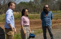 Insurance Commissioner candidate Jane Kim surrounded by TC Supervisor Jaron Brandon and Sonora Councilmember Andy Merrill - Courtesy Image