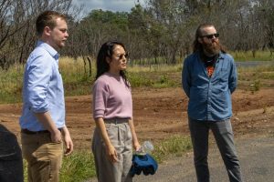 Insurance Commissioner candidate Jane Kim surrounded by TC Supervisor Jaron Brandon and Sonora Councilmember Andy Merrill - Courtesy Image