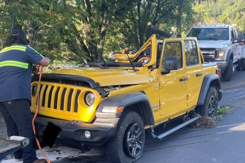 Jeep involved in rollover crash—CHP photo