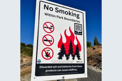 New no-smoking signs in Utica Park in Angels Camp—CCHD photo