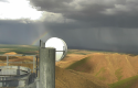 Rainbow arrives Thursday evening in Fresno County following storm system - PG&E camera image
