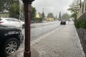 Hail about the size of a penny came down in Downtown Sonora—Photo taken by Tracey Petersen