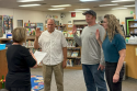 Photo by Trinity Baughn of Craig Pedro, Tyler Piche, Rachel Beckham being sworn in to Sonora Elementary School Board