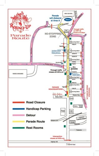 The 67th annual Tuolumne County Sheriff's Posse Mother Lode Round-Up Parade—SPD map
