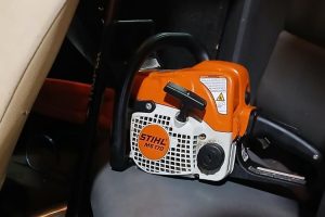 Chainsaw used in the alleged assault—ACSO photo