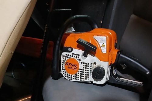 Chainsaw used in the alleged assault—ACSO photo