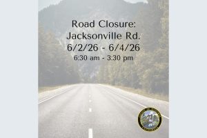 Jacksonville Road temporary closure—TCPW graphic