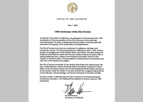 Governor Newsom's proclamation for Sonora