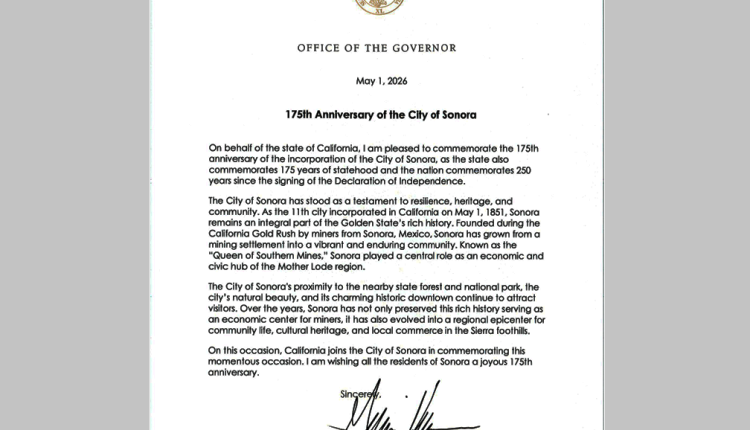 Governor Newsom's proclamation for Sonora