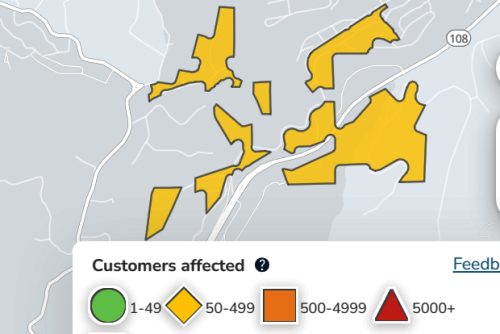 Power Outage in the Twain Harte area of Tuolumne County—PG&E map