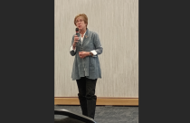Stacy Korsgaden speaks in Tuolumne - Photo by Andrea Banks