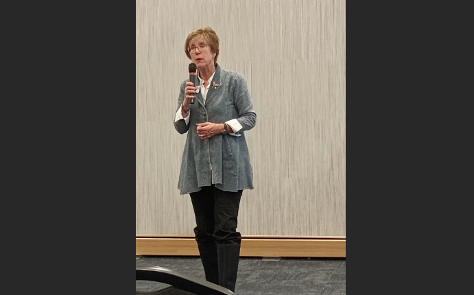 Stacy Korsgaden speaks in Tuolumne - Photo by Andrea Banks
